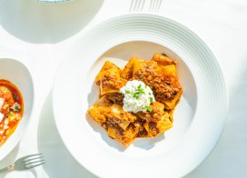 House-made pasta with bolognese at Ocean Casino Resort Italian restaurant in Atlantic City